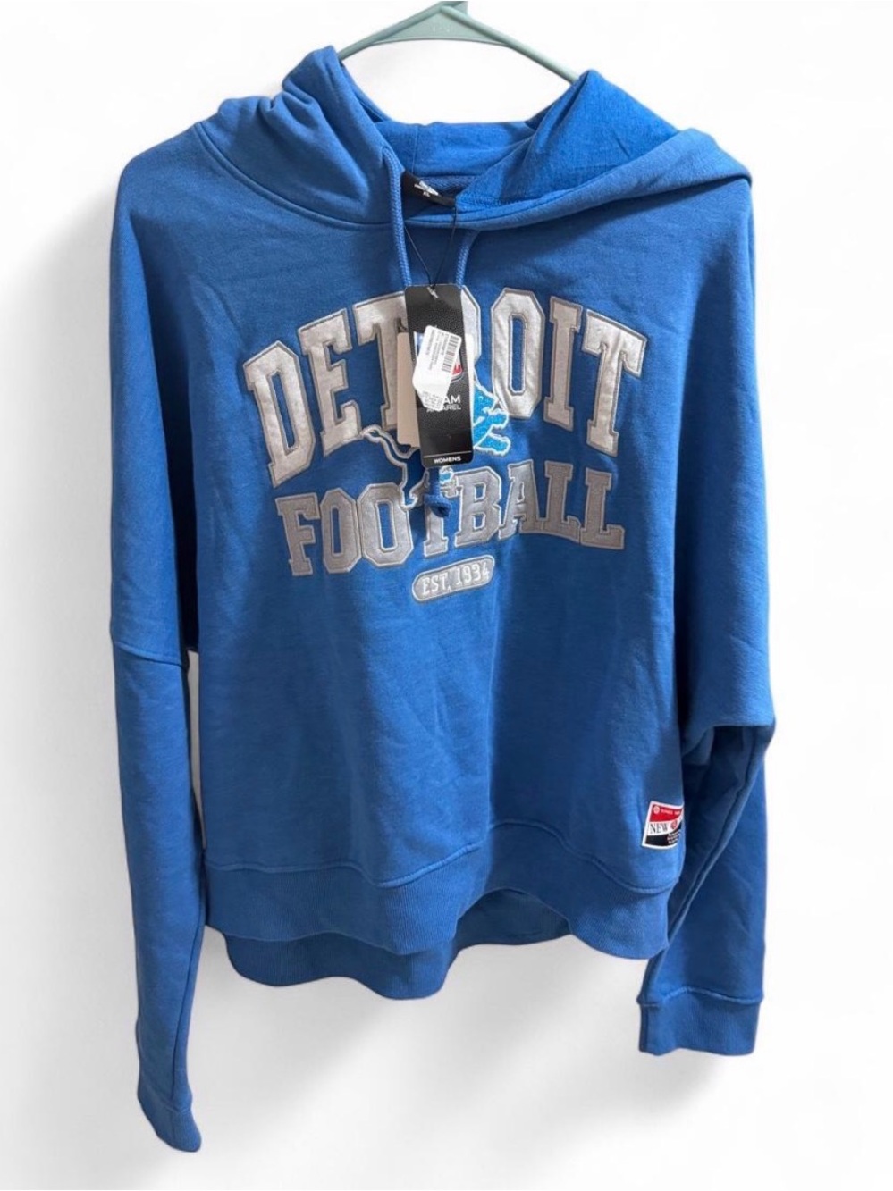 Detroit Lions New Era Women’s XL Blue Embroidered Pullover Hoodie NWT